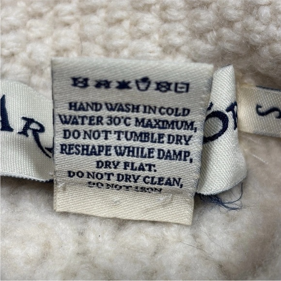 Aran Mor Ireland Sweater Open Thick Cable Knit Cream Merino Women's XSmall - Picture 7 of 11